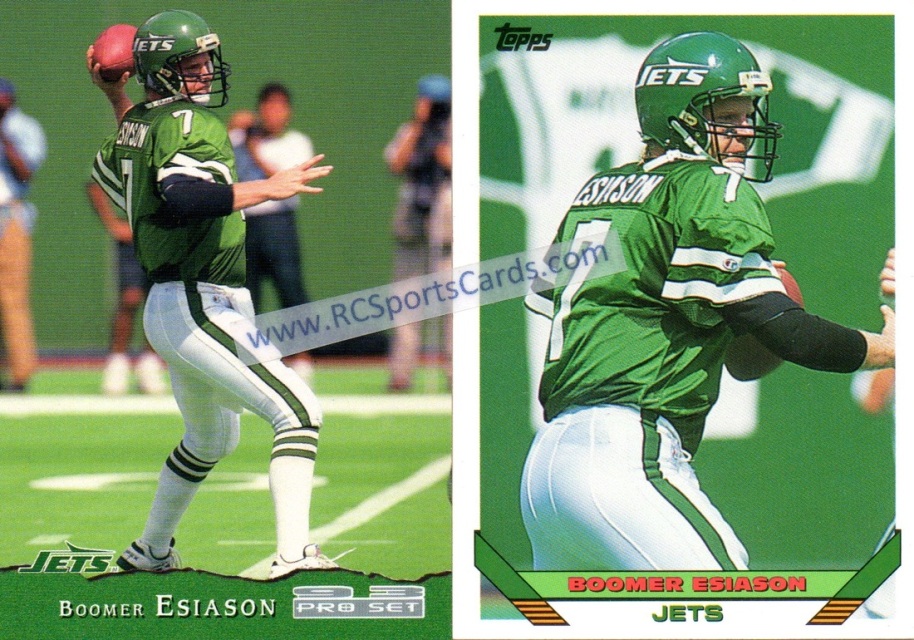 1993 Boomer Esiason, Jets, 1 Pro Set #317 & 1 Topps #410, Itm#F3867