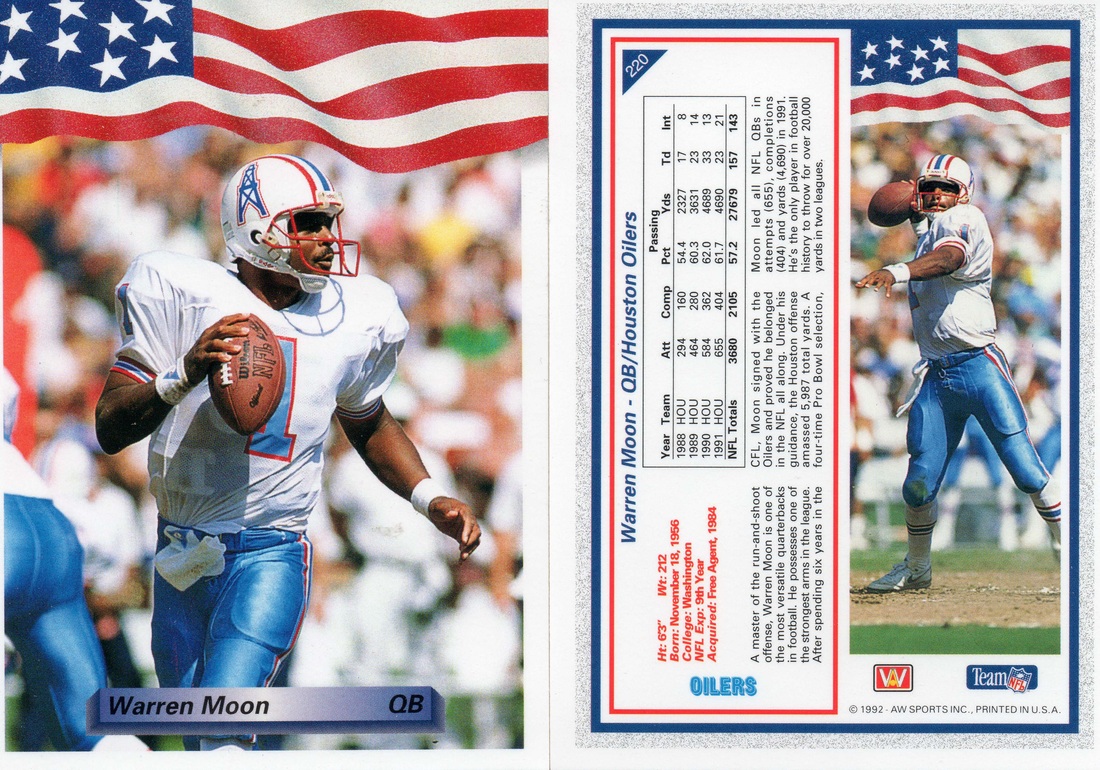 1992 Tops Football Finest Houston Oilers Warren Moon Card19 
