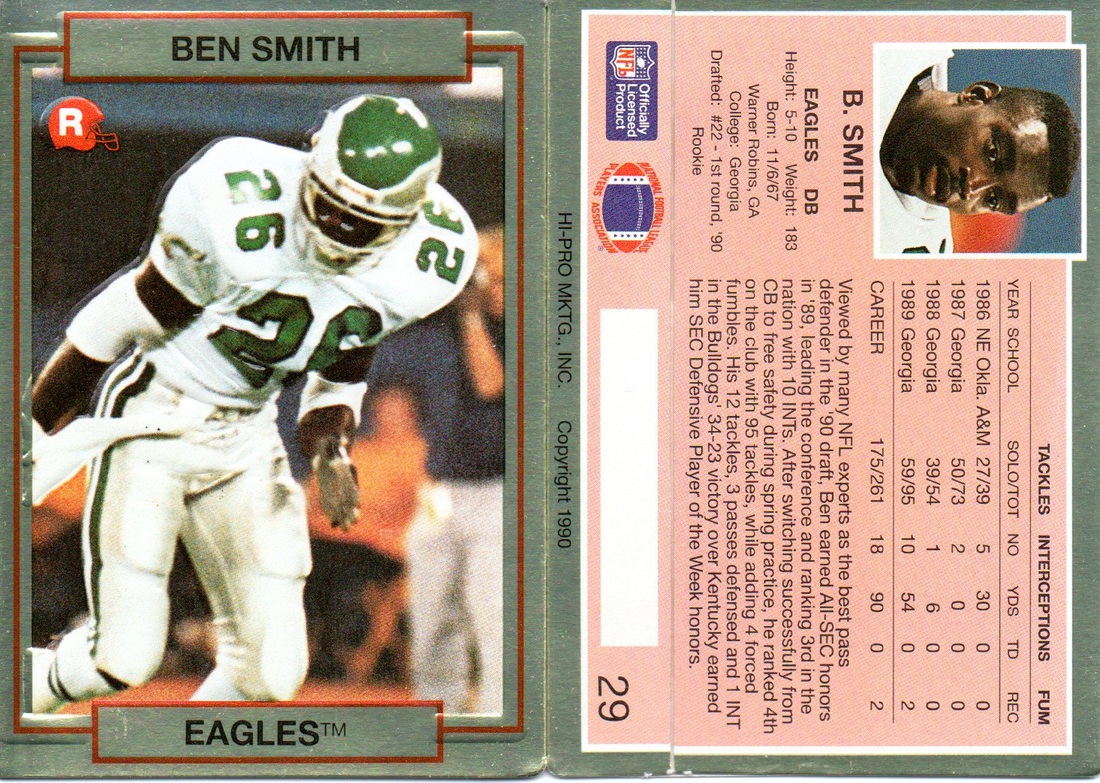 1990 & 1991 Philadelphia Eagles Football Trading Cards 