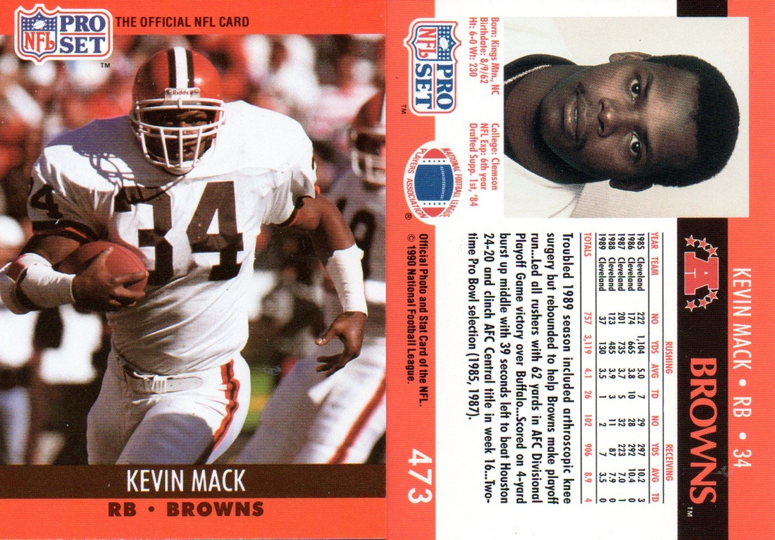1990 & 1991 Cleveland Browns football Trading Cards Offered