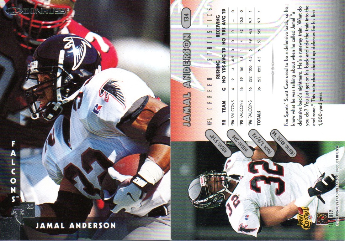 Jamal Anderson Signed 1997 Pinnacle X-press Football Card Atlanta Falc –  CollectibleXchange
