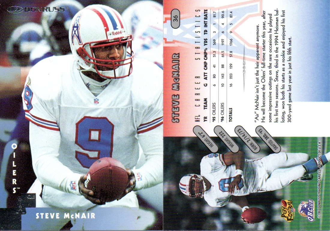  1997 Upper Deck Football #199 Eddie George Houston Oilers  Official NFL Trading Card From The UD Company : Collectibles & Fine Art