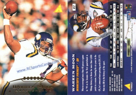 Warren Moon Signed 1995 Pinnacle Card #177 Minnesota Vikings